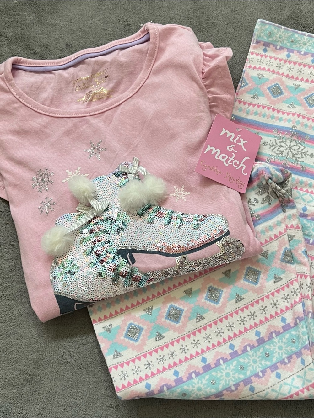 Cynthia Rowley Girls Pink Sequin Ice Skate Matching Set